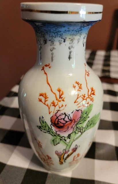 8.2”Vintage Bud Vase. Handpainted China, Marked.