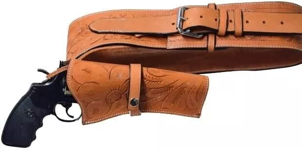 Cartridge Loops Western Holster Genuine Leather Brown Tooled Cowboy Holster Ruge