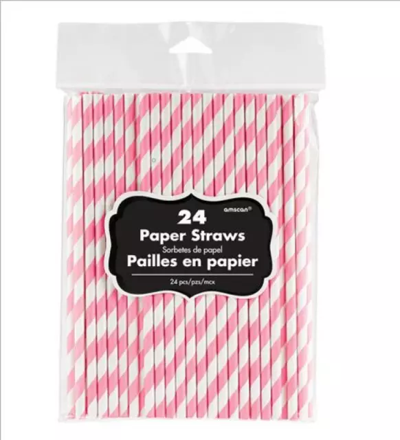 Paper Straws Pink 24 Pack