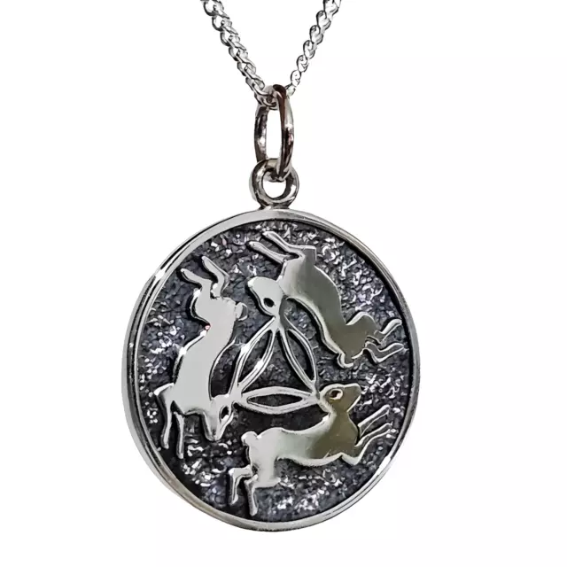 Trinity Hare Pendant Necklace 925 Sterling Silver Fertility Rebirth Pagan Wiccan