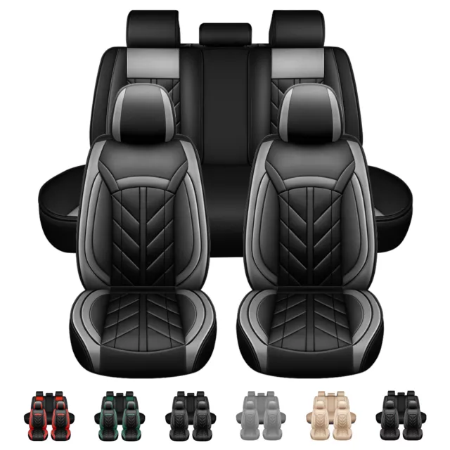 Grey Pu Leather Car Seat Covers Full Set Padded Cushion For Toyota Corolla Yaris
