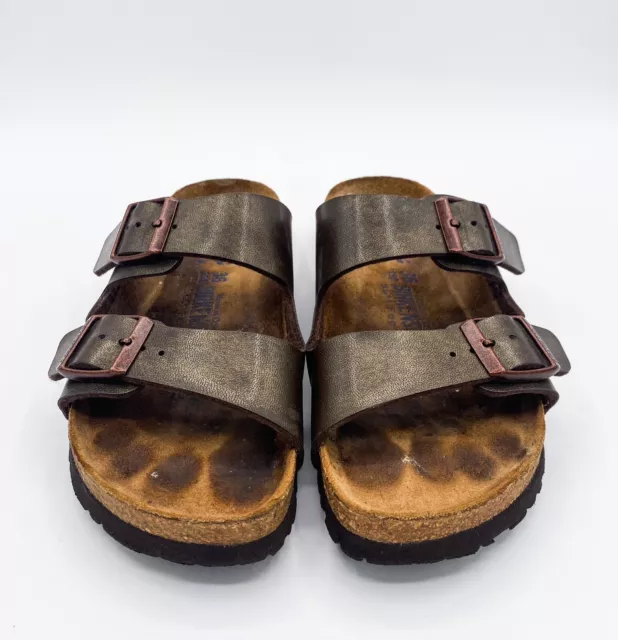 BIRKENSTOCK Arizona Metallic Gold Leather Soft Footbed Women's Sandals Size 36 3