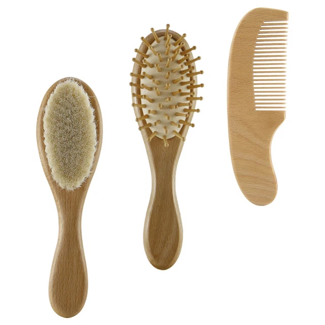 1 Set Baby Hair Brush and Comb Wool Brush Wooden Comb Baby Hair Care Supplies