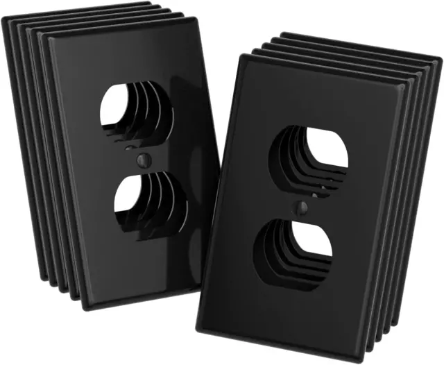 Black Outlet Covers -Duplex Receptacle Wall Plates, 1-Gang Standard Size 10 pack