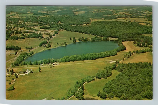 Aerial View Endless Mountains Jone's Lake Montrose Pennsylvania Vintage Postcard