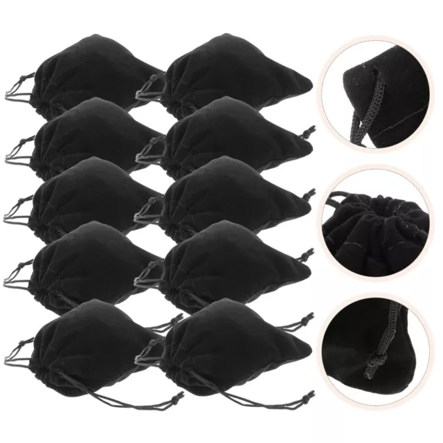 10 Pcs Flanelle Pochette En Sacs Noirs Pour Cadeaux Trousse Maquillage À Cordon