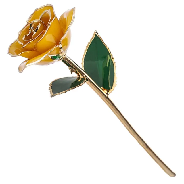 24K Gold Plated Real Rose Yellow Rose with Base Valentine's Day Gift  for Lover