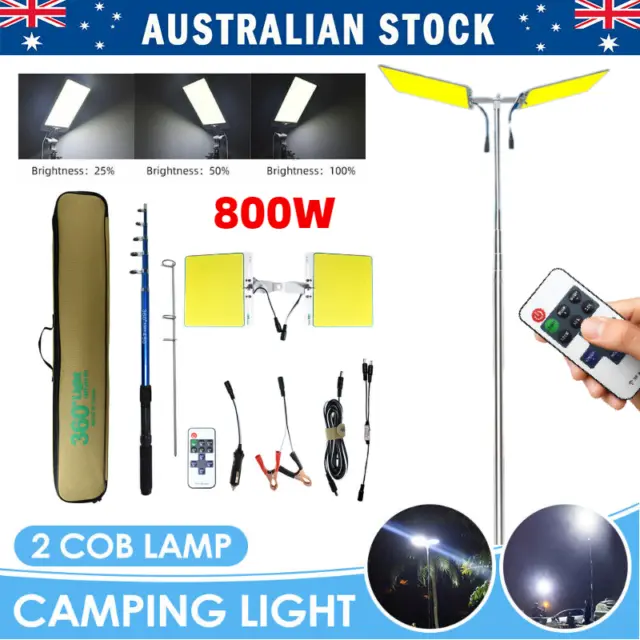 Telescopic Light Fishing Rod Pole Camping Lamp Car Repair LED COB Light 800W AUS