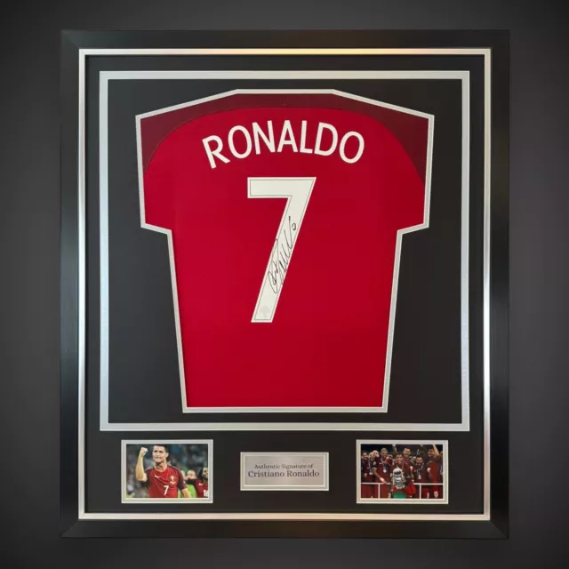 Fantastic Cristiano Ronaldo Hand Signed And Framed Portugal Shirt 2016 £650