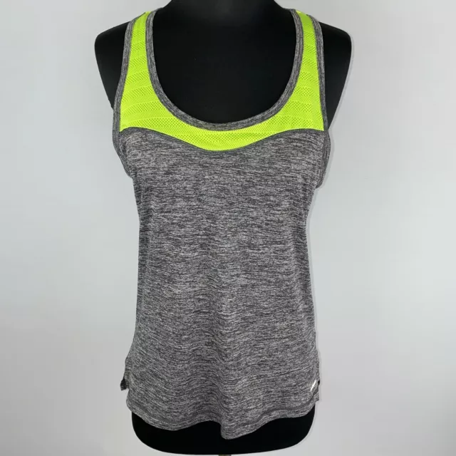 AVIA WOMENS S Gray Yellow Activewear Racerback Tank Top Mesh Detail Slit  Sides £15.08 - PicClick UK