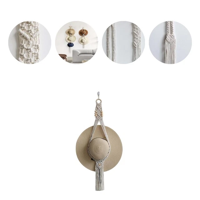 Hat Holder Wall Hanging Storage Hat Manually Braided Women Hat Rack Tassel