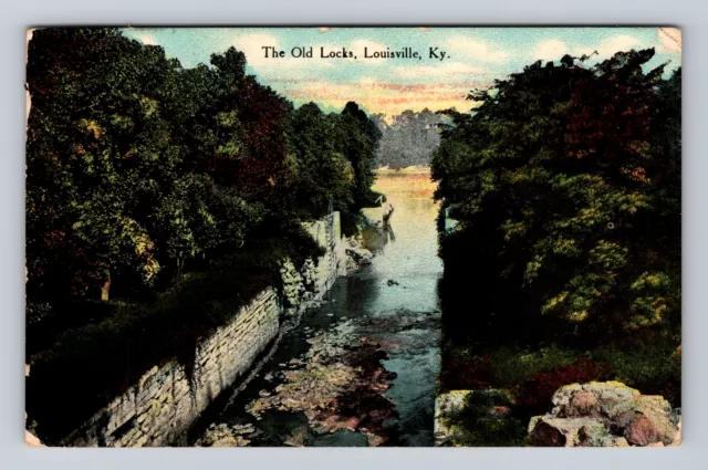 Louisville KY-Kentucky, The Old Locks, Antique, Vintage c1911 Souvenir Postcard
