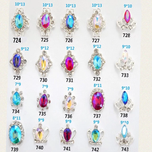 Crystal Rhinestones Nail Art Decoration 3D Charm Alloy Silver Gems Jewellery Uk