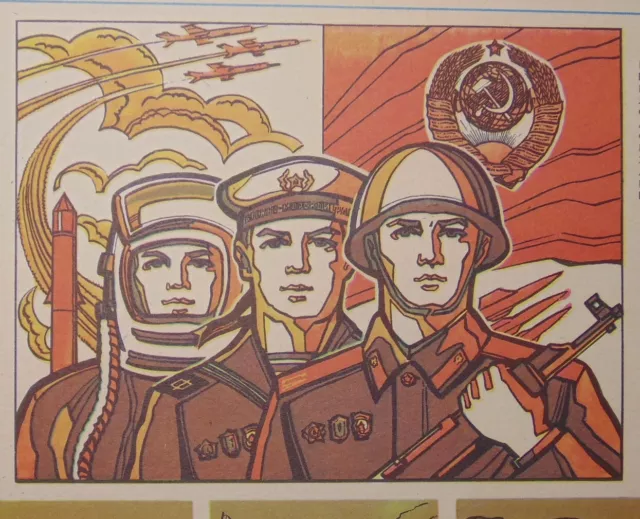 Original civil defense Army military war Poster Soviet communist propaganda