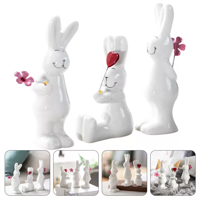Rabbit Zodiac Feng Decor Figurine Miniature Ceramic Statue