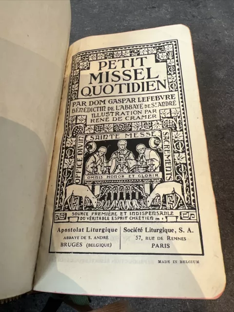 Petit Missel Illustré 1938 Par Gaspar Lefebvre Imp Belgique 3