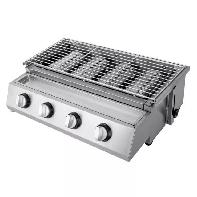 Edelstahl-Brenner Gasgrill Gasbräter 4-flammig LPG Gastro BBQ Tischgrill NEU DHL 3