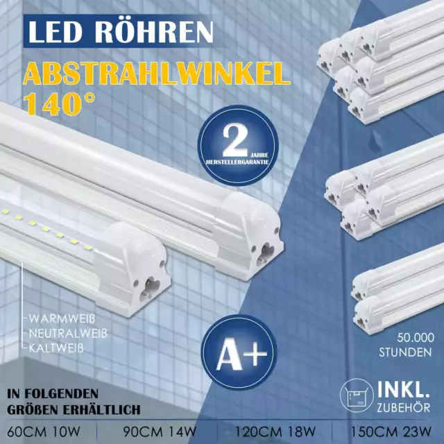 LED Leuchtstoffröhre Komplett Set mit Fassung 60 120 150cm T8 Lichtleiste  Röhre