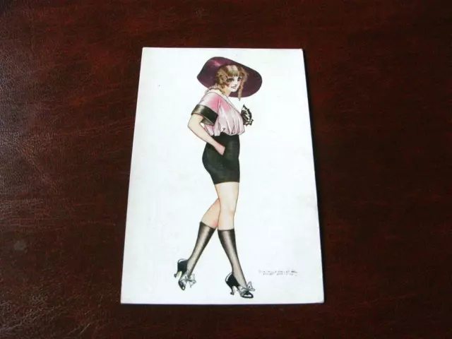 Original Maurice Pepin Signed Art Nouveau Glamour Risque Postcard,French Girls.