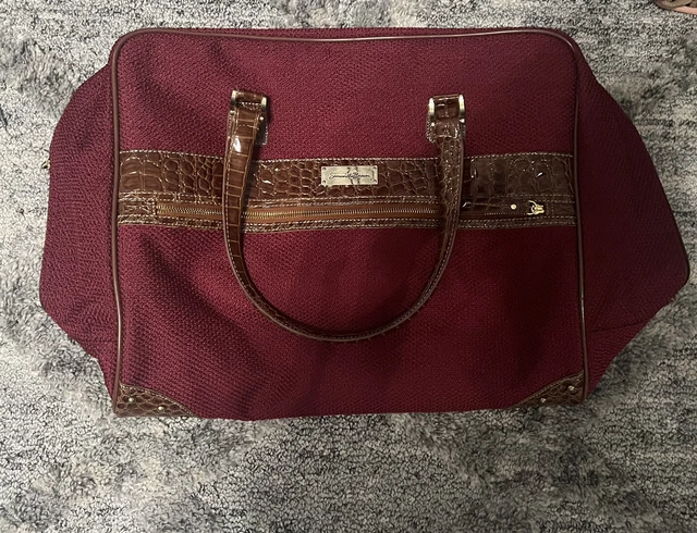 Samantha Brown Cranberry Tweed Croc Embossed Luggage Carry On Shoulder Bag
