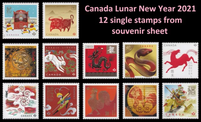 Canadá 3259 Lunar Nuevo Año Cycle P Juego 12 ( De Hoja ) MNH 2021