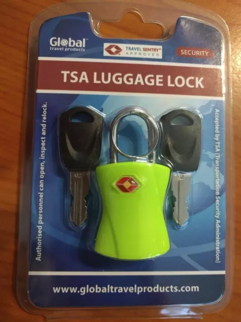 Global Travel Products TSA Luggage Lock Neon Yellow BRAND NEW