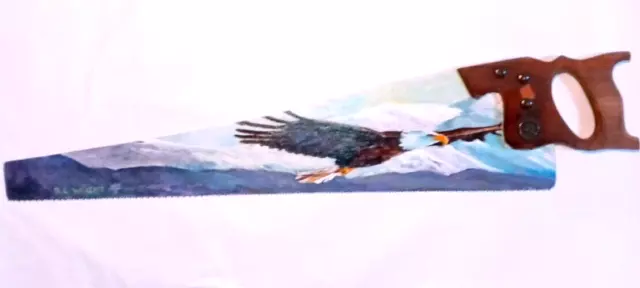 "Bald Eagle Flying" Painting On Saw Blade By R. L. Wright