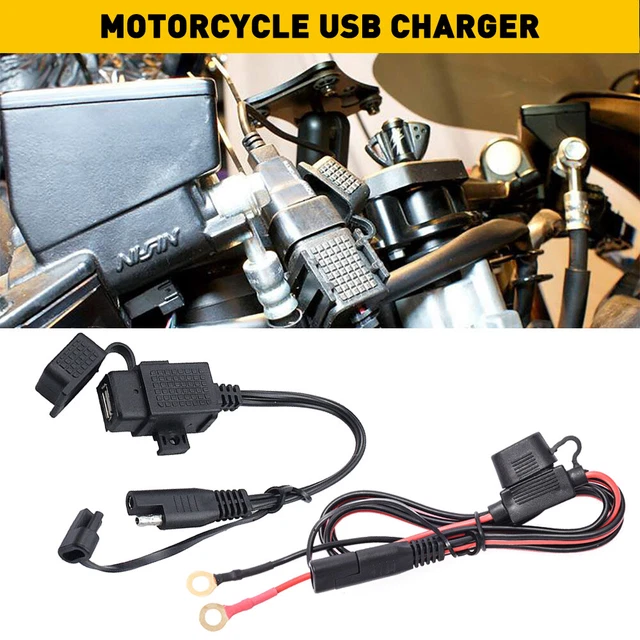 Motorcycle USB Charger Waterproof SAE to USB Cable Adapter Socket Battery Tender
