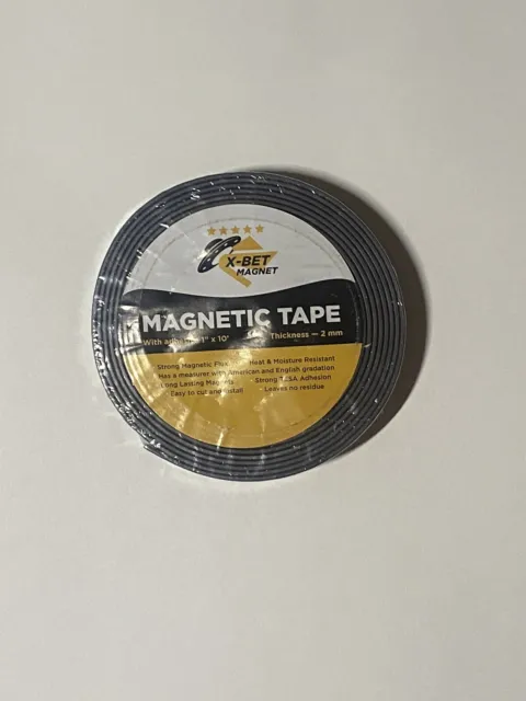 NN3) Cinta Magnética Flexible Nueva con Etiquetas - 1 Pulgada X 10 Pies Tira Magnética con Medidor