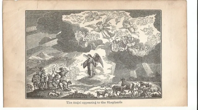 The Angel Appearing To The Shepherds Engraving 1850 Antique Print Picture