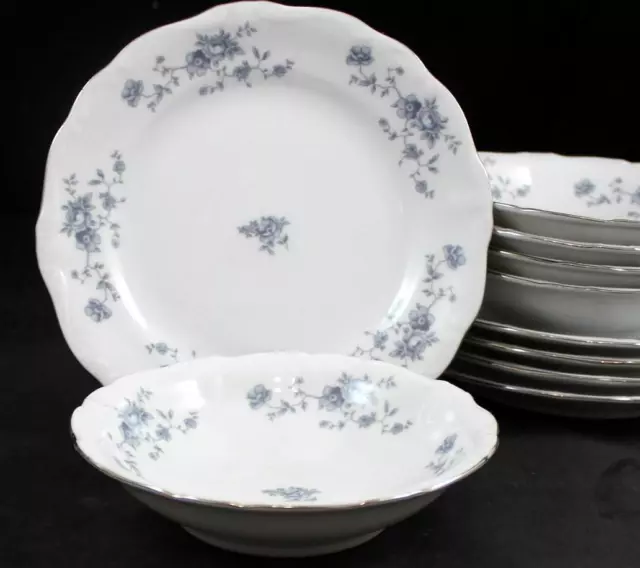 Johann Haviland Traditions Blue Garland Set of 5 Fruit Bowls and 5 Bread Plates