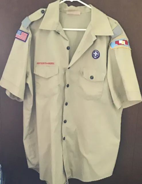 BOY SCOUTS Of America Uniform Shirt BSA Vintage Insignia Scout USA Mens XL
