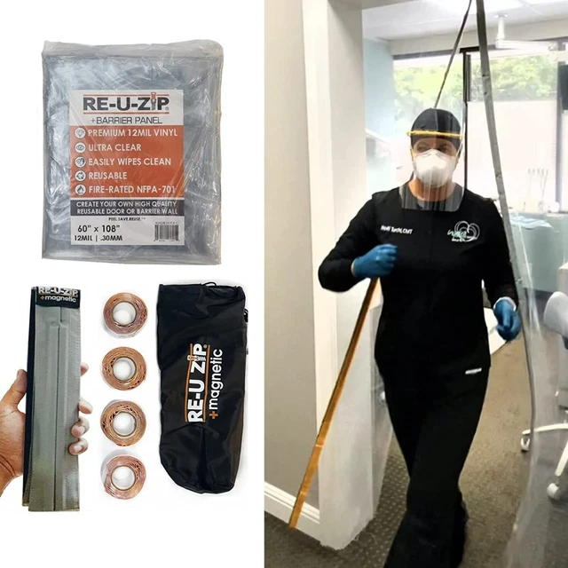 RE-U-ZIP™ Roll-Up Zipper Door Kit Dust Barrier Construction Magnetic Grow Clean