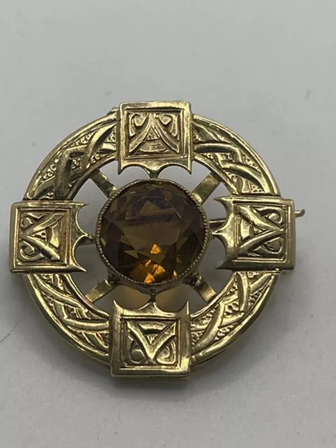 Antique Gold Filled Late GEORGIAN Early VICTORIAN  Topaz Brooch