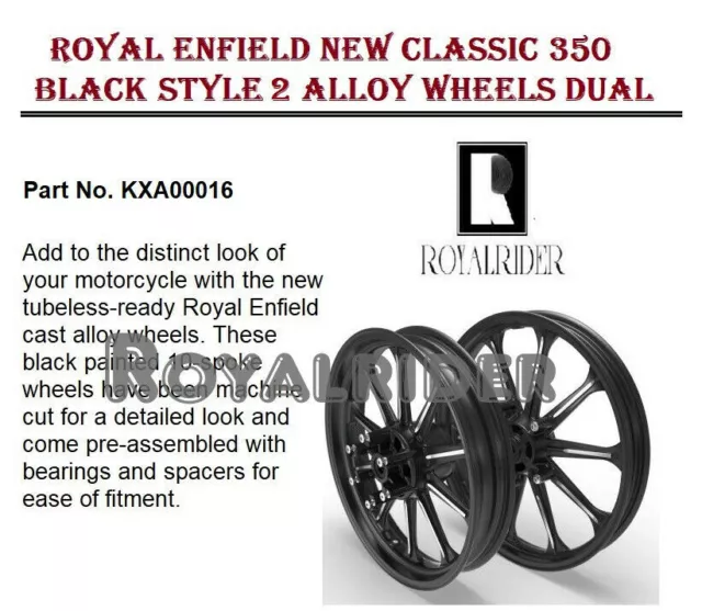 Royal Enfield New Classic 350 Noir Style 2 Jantes Alliage Double