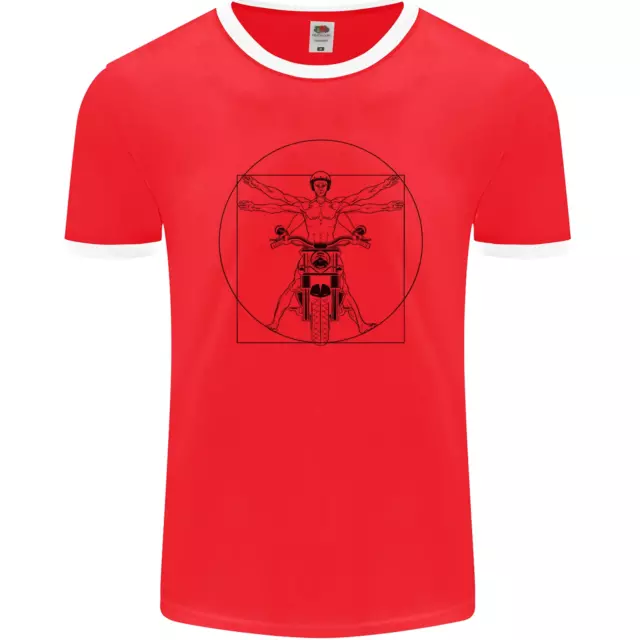 Maglietta Vitruvian Biker Motociclo Uomo Ringer FotoL