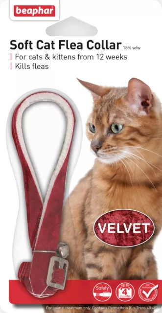 Paquete de 2 terciopelo cuello pulga de gato Beaphar - para gatos de 12 semanas +