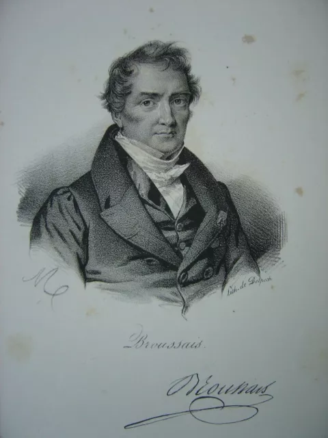 Lithographie Litho Portrait de François BROUSSAIS