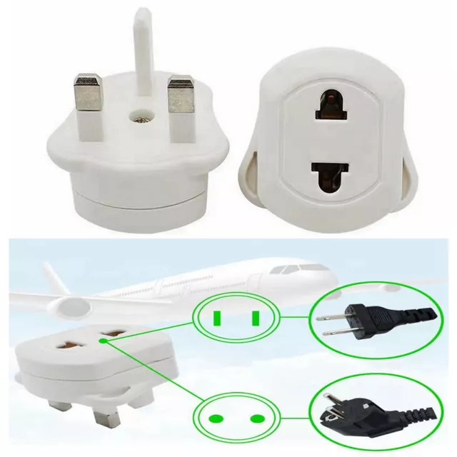 UK 2-Pin To 3-Pin EU European Euro Shaver Adapter Plug Socket Converter Travel