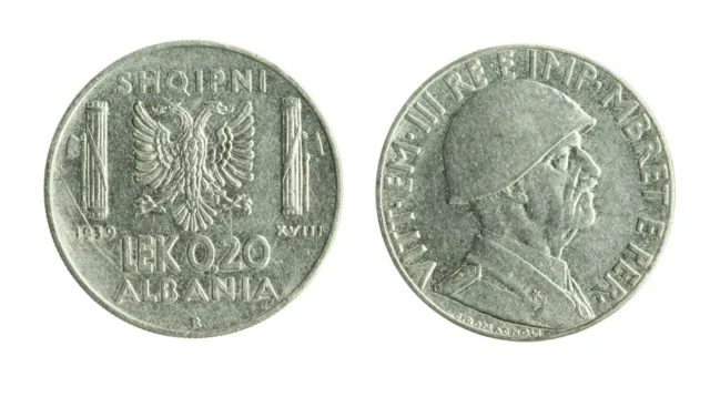 pcc1712_9) ALBANIA Vittorio Emanuele III  (1939-1943) 0,2 LEK 1939