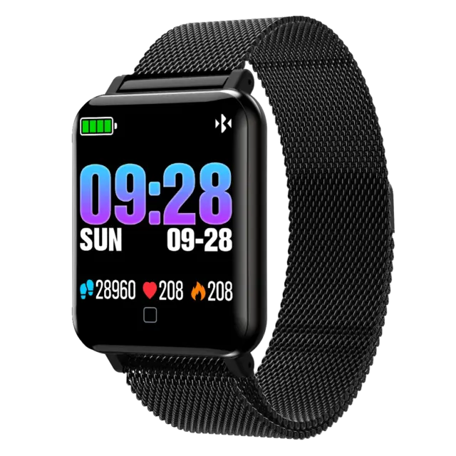 M19 OLED Bluetooth Smartwatch Armbanduhr Milanaise Armband Magnetverschluss Puls