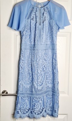 Lipsy Premium Embroidered Flutter Sleeve Midi Dress Size 16