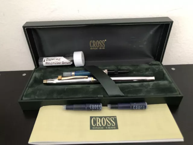 24k Gold Plated Cross Century Ball Point Writing Pencil & Rollerball Gift  Set