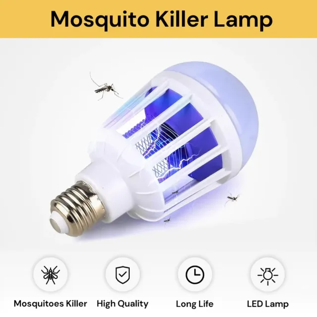 Electric Mosquito Killer Lamp Insect Catcher Fly Trap Bug Zapper Bulb UV Light