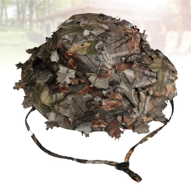Simulation Jungle Leaf FIshing Hat Outdoor Big Cap Sangle réglable Sun Block Hat
