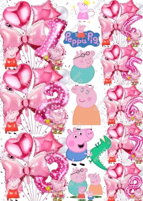 Peppa Pig Birthday Decorations, Girls Age Party Balloons Set, Supplies & Banner