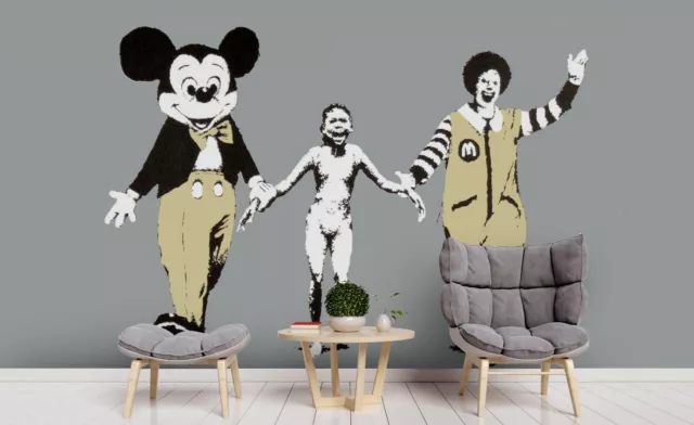 3D Banksy Mickey Mouse Wallpaper Wall Mural Removable Self-adhesive  359