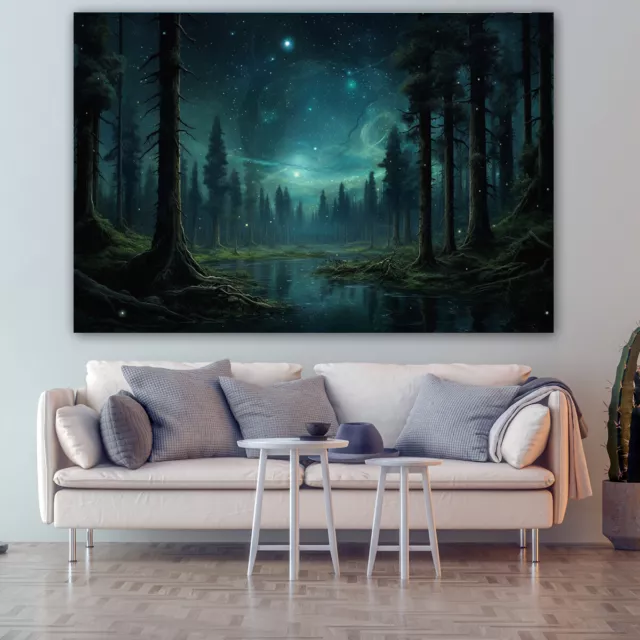 Forest at night Canvas Painting Wall Art Poster Landscape Canvas Print Picture