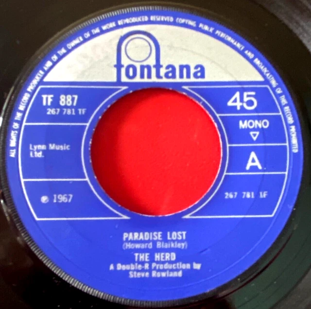 THE HERD PARADISE Lost 7 UK ORIG 1967 Fontana Avec Vinyle Come On the-herd-paradise-lost-7-uk-orig-1967-fontana-avec-vinyle-come-on