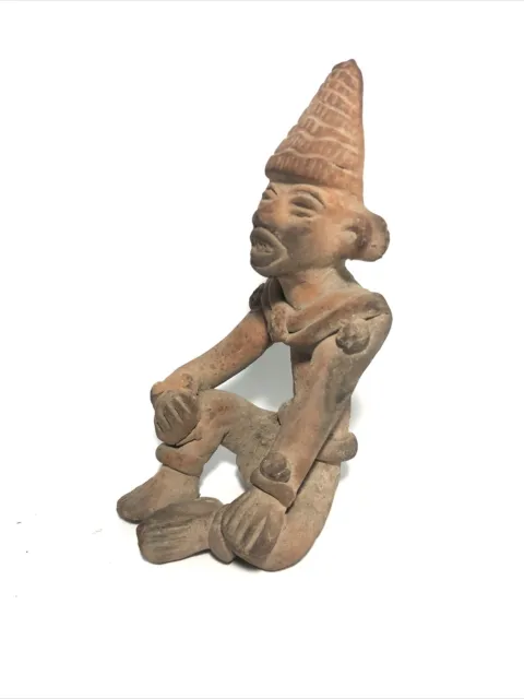 Pre-Columbian Statue Figurine-6.5” Red Terracotta Colima Pottery-Aztec/Mayan Man